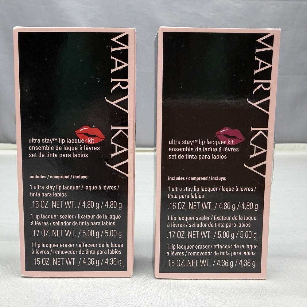NIB Mary Kay Ultra Stay Lip Lacquer Kit Cherry & Plum 1 Each Limited Edition NOS